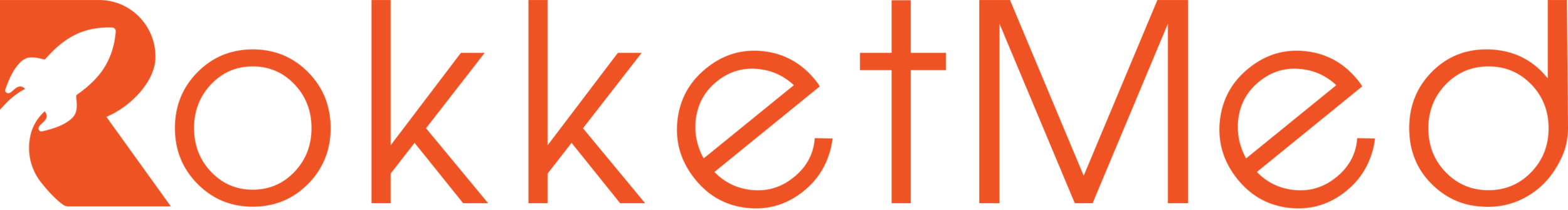 RokketMed logo: orange stylized text with a rooster silhouette on a black background.
